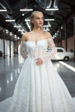 Hilal Gelinlik Modeli – Zarif Dantel Detaylı, Uzun Kollu Prenses Kesim Gelinlik - Görsel 3