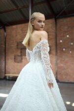 Hilal Gelinlik Modeli – Zarif Dantel Detaylı, Uzun Kollu Prenses Kesim Gelinlik - Görsel 6