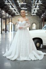 Hilal Gelinlik Modeli – Zarif Dantel Detaylı, Uzun Kollu Prenses Kesim Gelinlik - Görsel 8